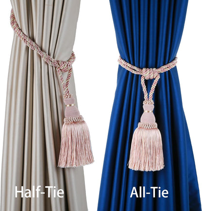 2 Pack Curtain Tiebacks Tassel Drapery Tie-Backs Rope Holdbacks