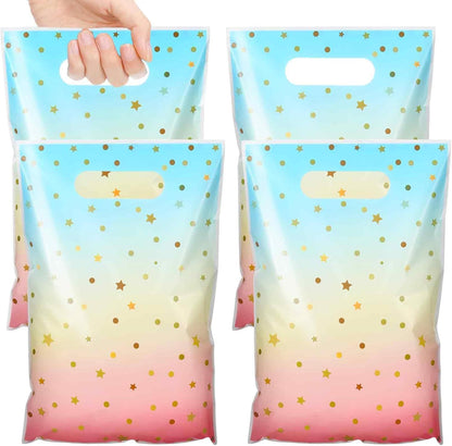 100 Pcs Pastel Candy Bags Pink Blue Rainbow Treat Bag