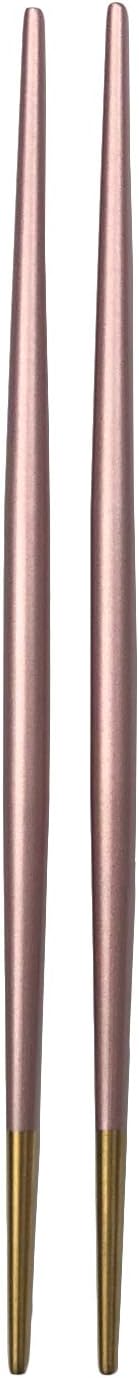 5 Pairs Stainless Steel 8.6 Inches Pink Chopsticks,Reusable Premium Non Slip Lightweight Multicolor Eco-Friendly Metal Chop Sticks With Portable Bag, Round Handle, For Gift Camping Home