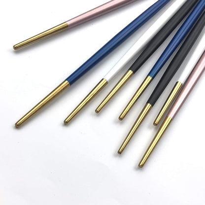 5 Pairs Stainless Steel 8.6 Inches Pink Chopsticks,Reusable Premium Non Slip Lightweight Multicolor Eco-Friendly Metal Chop Sticks With Portable Bag, Round Handle, For Gift Camping Home