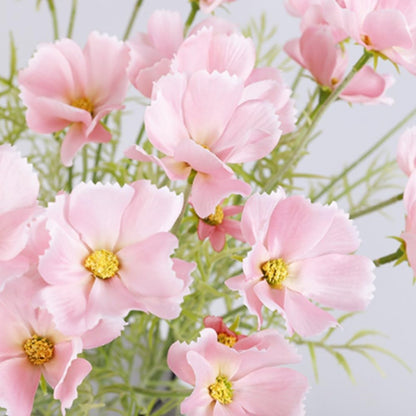6 Pcs Artificial Fake Flowers Plants Cosmos Silk Flower Arrangements Wedding Bouquets Decorations ， 23.6''/60cm Artificial Silk Daisy Fake Flowers UV Resistant Outdoor Fake Wildflowers (Light pink)