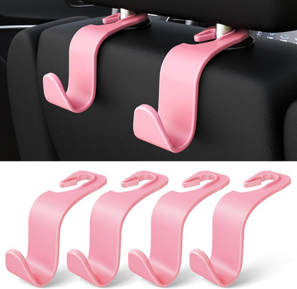 Car Seat Headrest Hooks 4-Pack Storage Organizer Holds 55 lbs