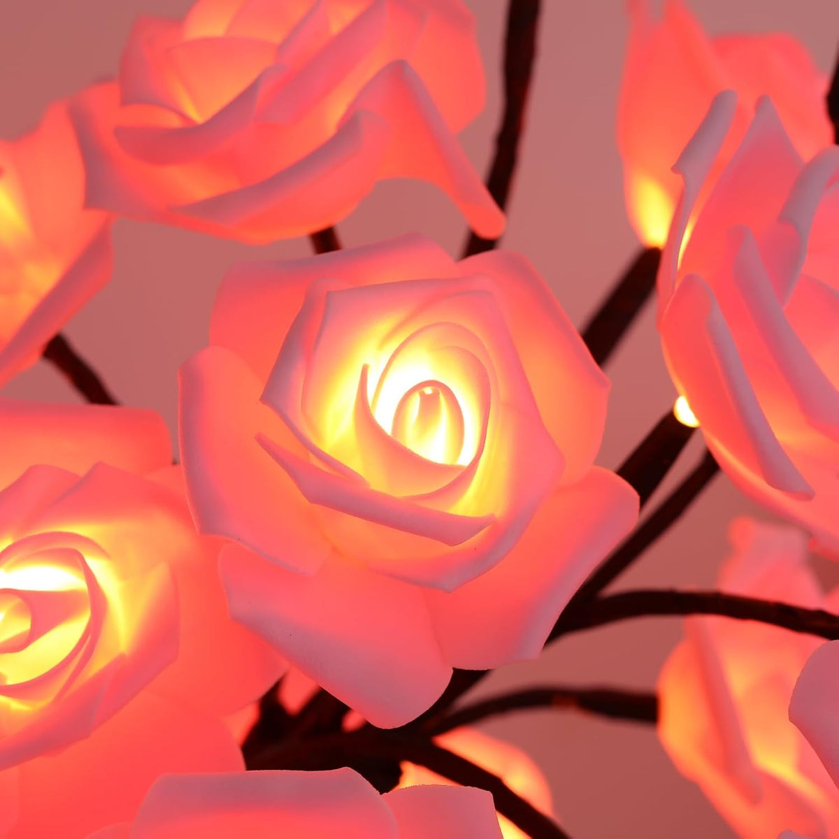 Rose Flower Tree Lamp - LED Rose Tree Table Lamp USB/Battery Powered Artificial Bonsai Flower Night Light for Bedroom Living Room Party Wedding Birthday Decor (Pink)