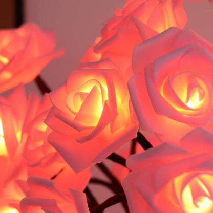 Rose Flower Tree Lamp - LED Rose Tree Table Lamp USB/Battery Powered Artificial Bonsai Flower Night Light for Bedroom Living Room Party Wedding Birthday Decor (Pink)