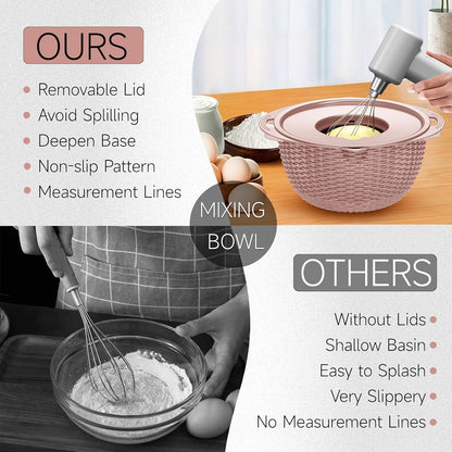 4-1 Colander with Bowl & Spoons Set - Food Strainer with New Upgraded Graters & Spoons - Colanders for kitchen(Patented) - Strainer for Fruit Pasta Veggie, Funny Presents for Women, Pink
