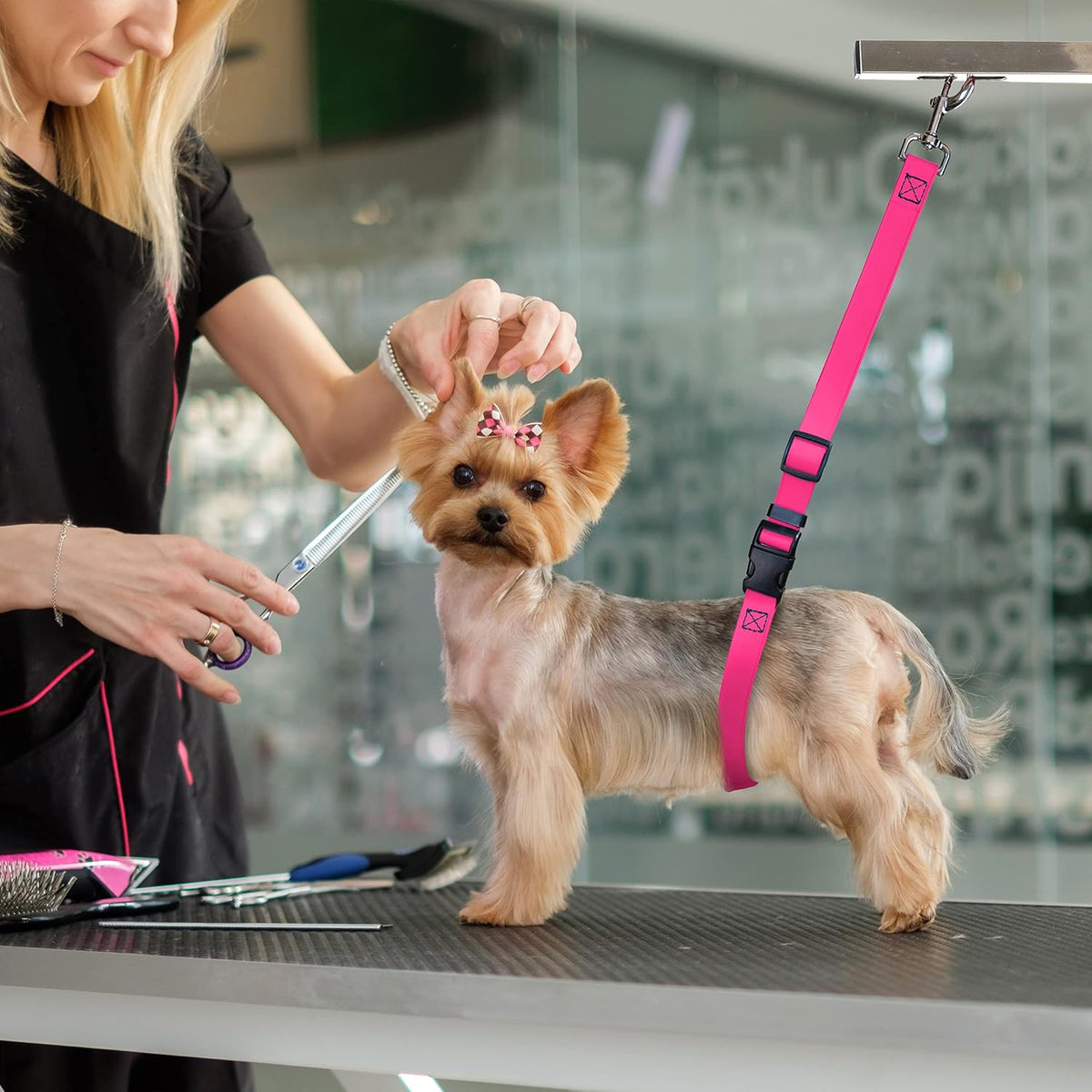 Jelly Pet Dog Belly Loop Restraint for Pet Grooming Table and Tub - Easy to Clean and Waterproof (Pink) | Made in the USA