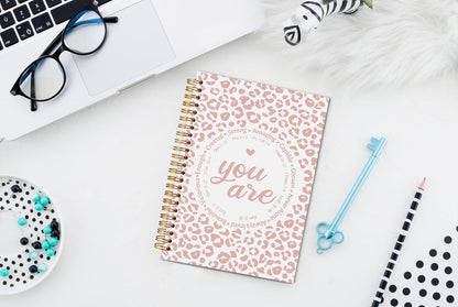 Leopard Christian Spiral Notebook Journal 5.5x8.3, You Are Bible Verse Journal for Women, Christian Faith Gifts for Women, Pastel Cheetah Print Religious Journaling Notebooks(Pink)