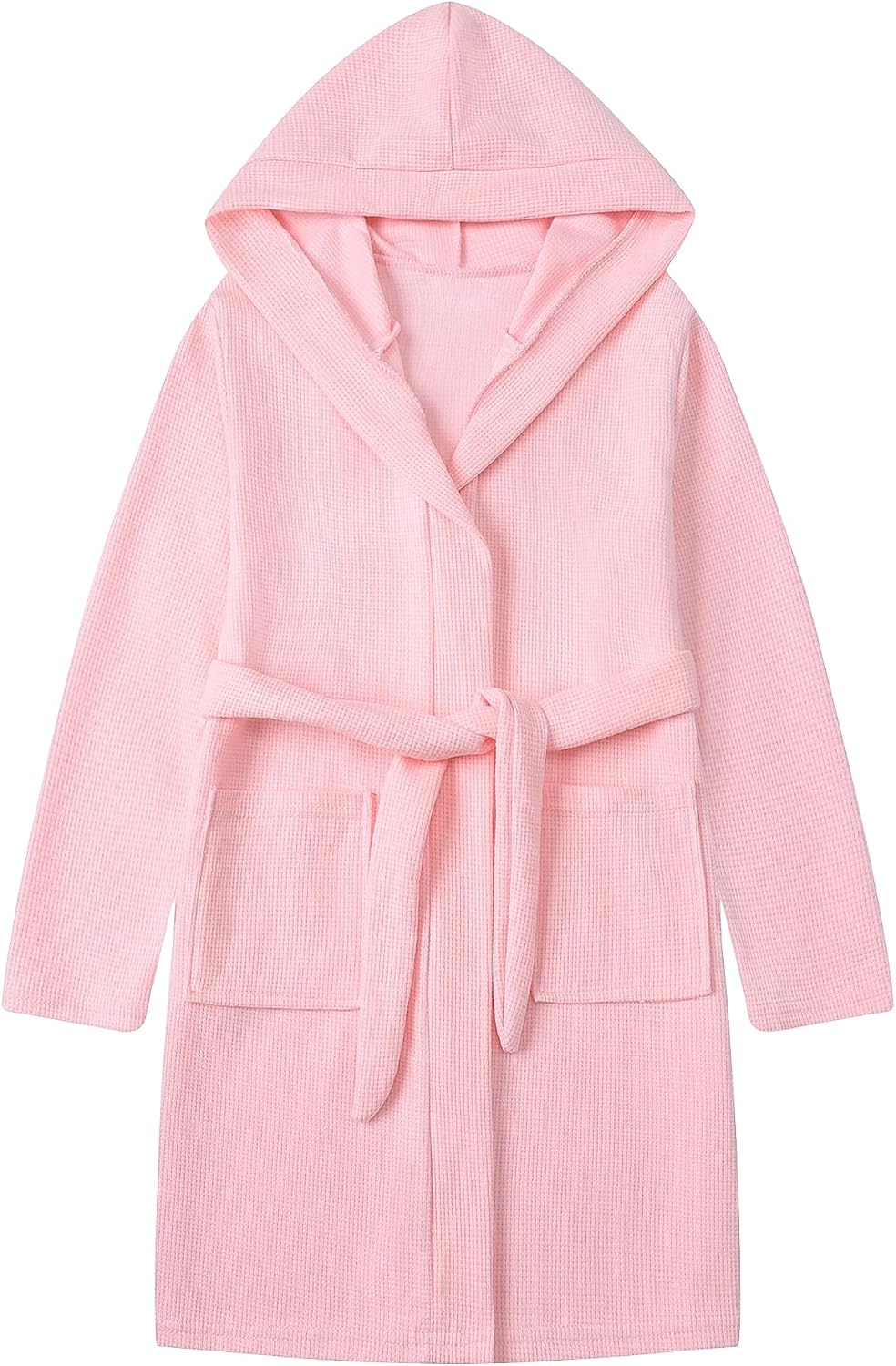 Boys Girls Hooded Robe Kids Soft Waffle Cotton Robes Spa Bathrobe Pajamas Sleepwear, 3-12 Years