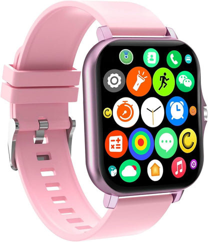 Smart Watch, 1.81" Upgraded Full Touchscreen Smart Watch for Android iPhones with Bluetooth Call, Sleep Tracker, Multiple Sports Fitness Tracker with Smart Watches for Women Men (Pink)