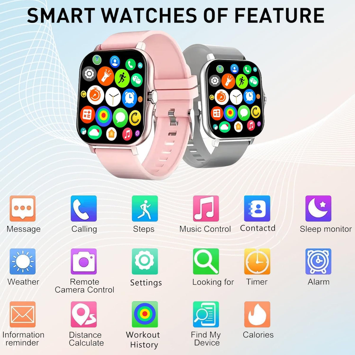Smart Watch, 1.81" Upgraded Full Touchscreen Smart Watch for Android iPhones with Bluetooth Call, Sleep Tracker, Multiple Sports Fitness Tracker with Smart Watches for Women Men (Pink)