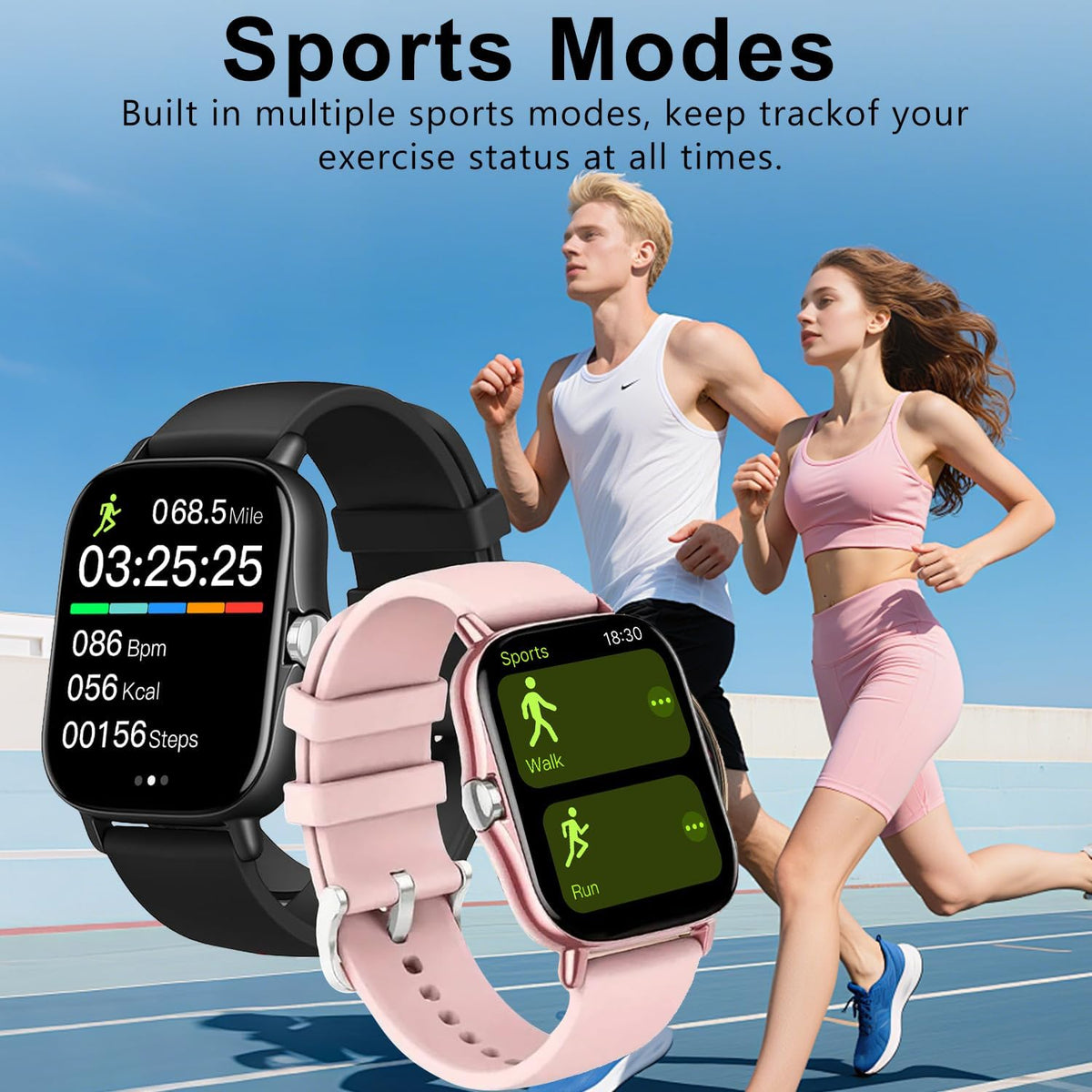 Smart Watch, 1.81" Upgraded Full Touchscreen Smart Watch for Android iPhones with Bluetooth Call, Sleep Tracker, Multiple Sports Fitness Tracker with Smart Watches for Women Men (Pink)