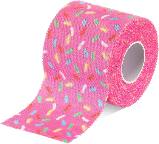 1 Pcs Wrist Tape Baseball Cross Christian Athletic Tape 2in x 23ft Sports Wrap Cotton for Football Hockey Soccer Baseball Fingers Ankles Wrist Injury Wrap(Colorful Dots,Pink)