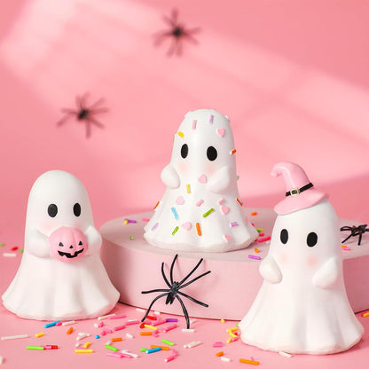 3 Pcs Pink Halloween Ghost Figurines, Classic Style