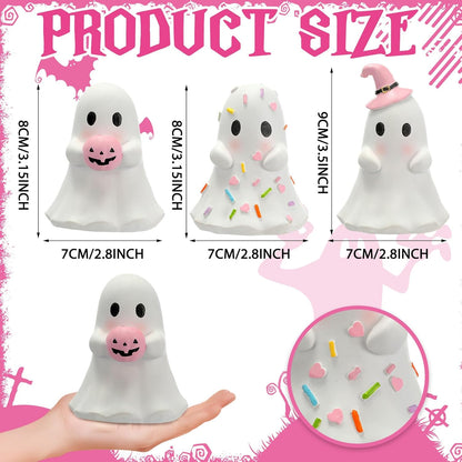 3 Pcs Pink Halloween Ghost Figurines, Classic Style