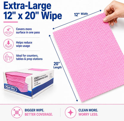 Medd Max Pink Towels Foodservice Reusable Paper Towels 12" x 20" Cleaning Cloths for Kitchen, Restaurant, Cafeterias and Home All Purpose - 200 Count