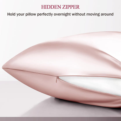 100% Silk Pillow Cases King Size Mulberry Silk Pillowcase for Hair and Skin 22 Momme Highest Grade 6A Silk Cooling Soft Smooth with Zipper 20 x 36 Inches 1PC, Pink