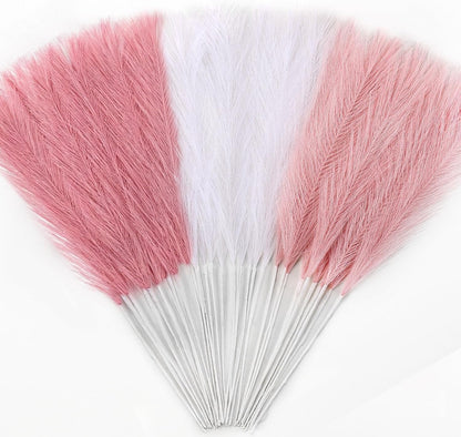 30PCS 21.6" Faux Pampas Grass Fluffy No Shedding, Pink Style