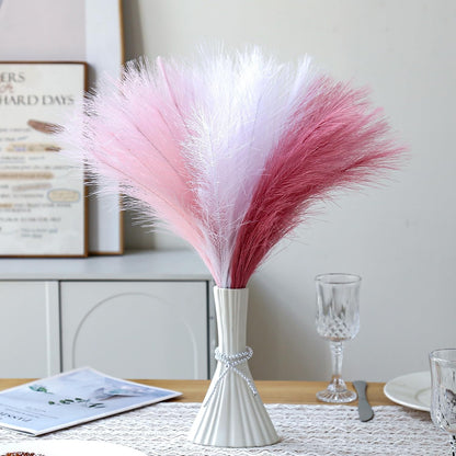 30PCS 21.6" Faux Pampas Grass Fluffy No Shedding, Pink Style