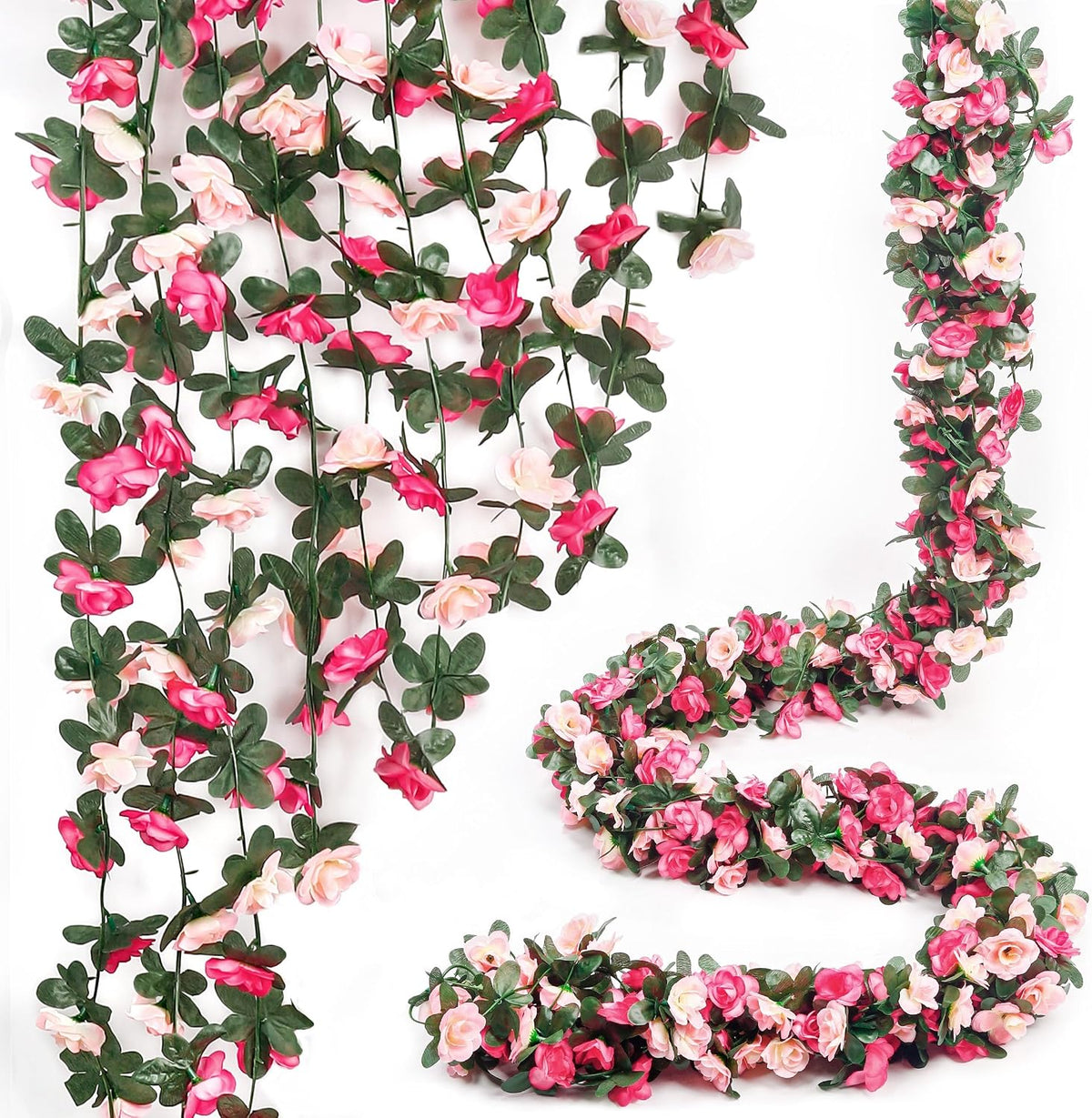 5Pcs 41FT Pink Flower Garland for Backdrop and Mothers Day Decor