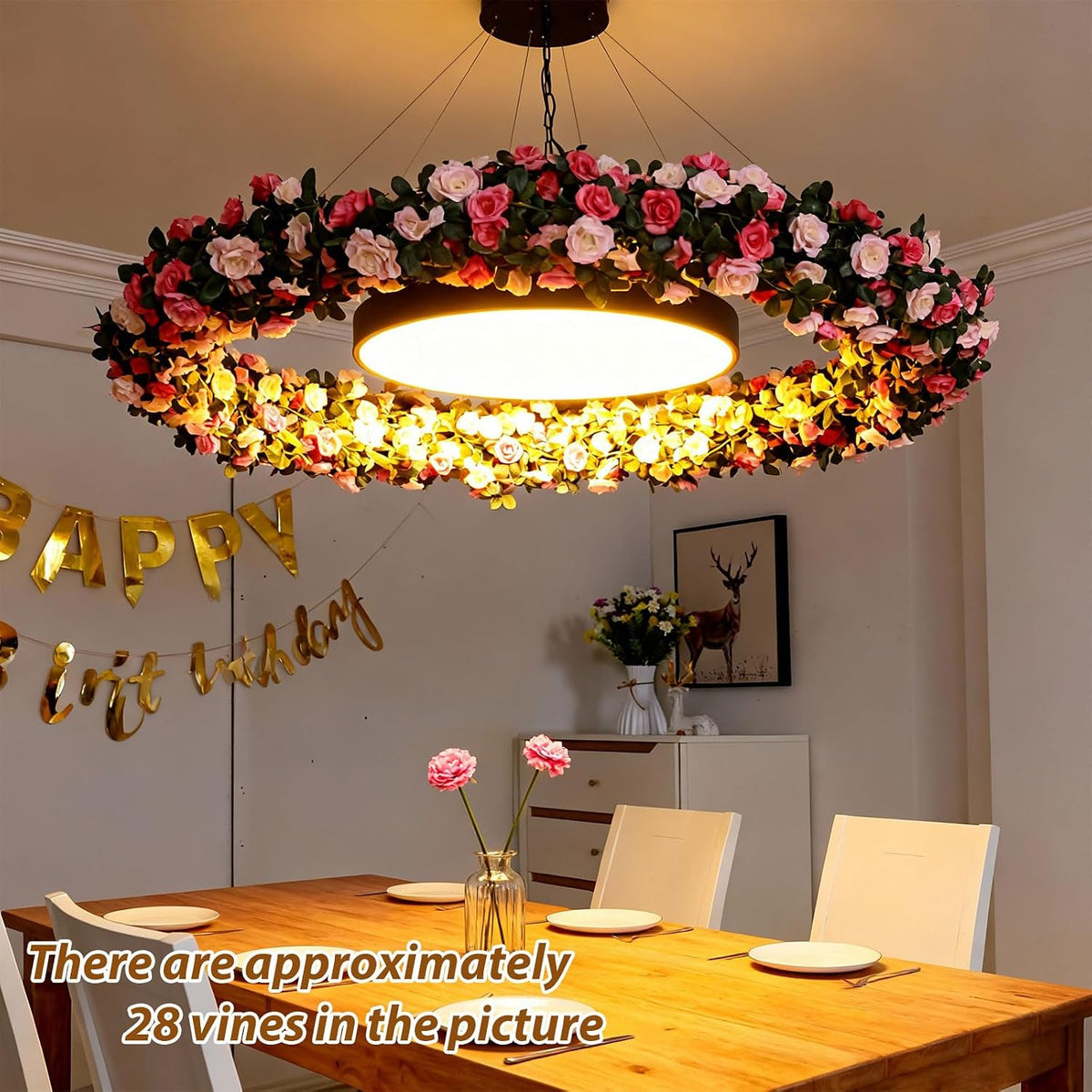 5Pcs 41FT Pink Flower Garland for Backdrop and Mothers Day Decor