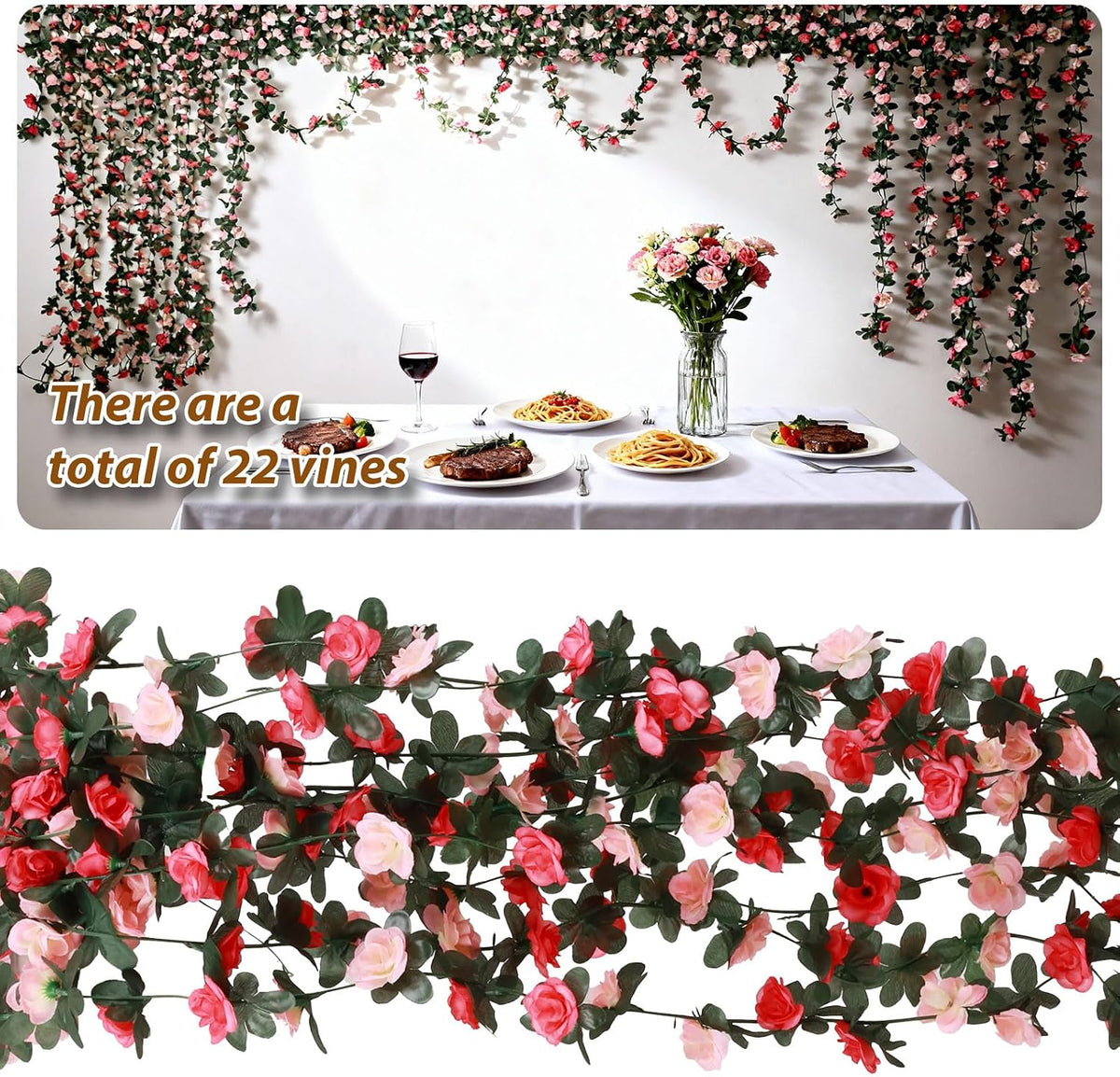 5Pcs 41FT Pink Flower Garland for Backdrop and Mothers Day Decor