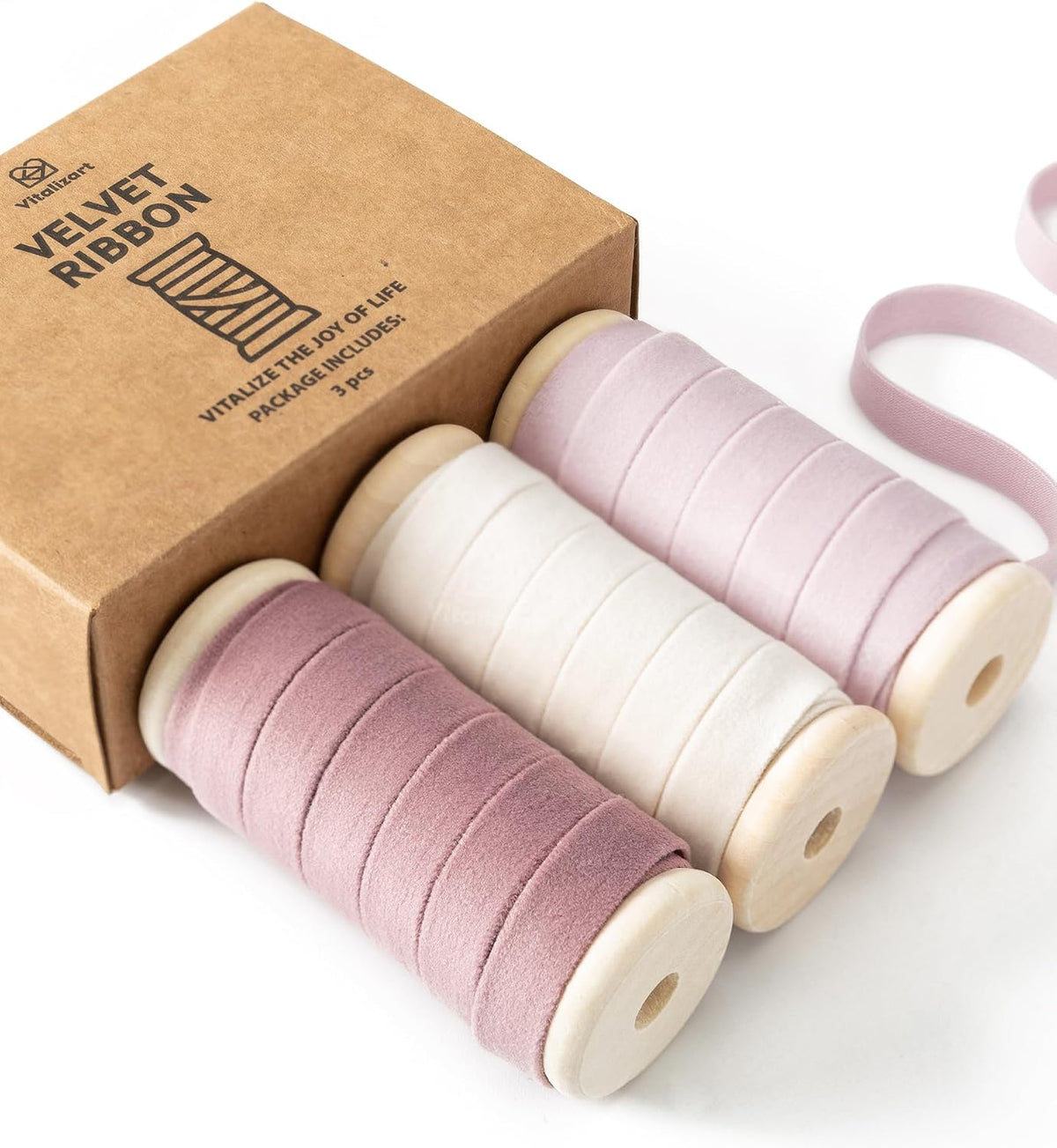 Pink Velvet Ribbon 3/8" x 15 Yds for Christmas Gift Wrapping