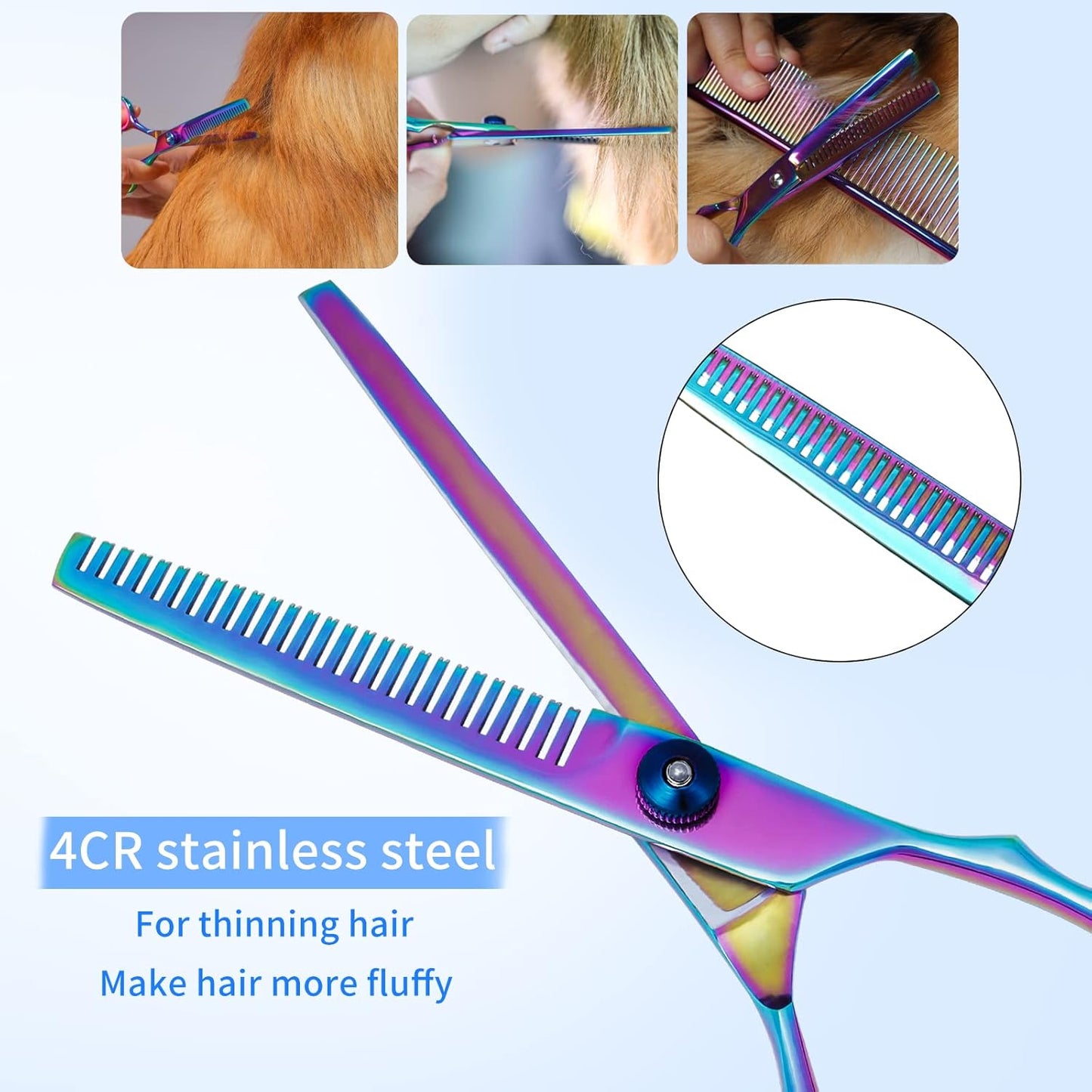 Professional Barber Scissors Kit - Colorful Pet Trimming Scissors, 7 inch Stainless Steel Shears for Grooming and Hair Cutting