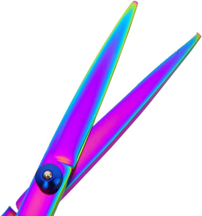 Professional Barber Scissors Kit - Colorful Pet Trimming Scissors, 7 inch Stainless Steel Shears for Grooming and Hair Cutting