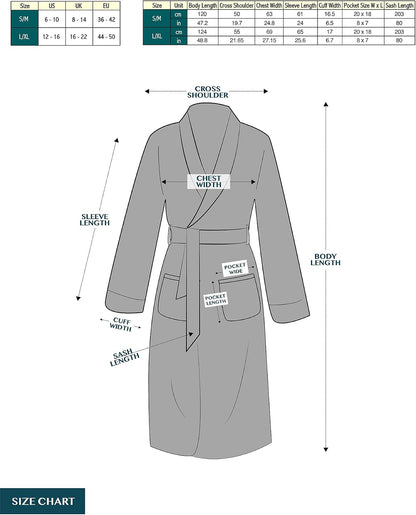 Womens Plush Robe, Soft Fleece Long Spa Bathrobe with Pockets