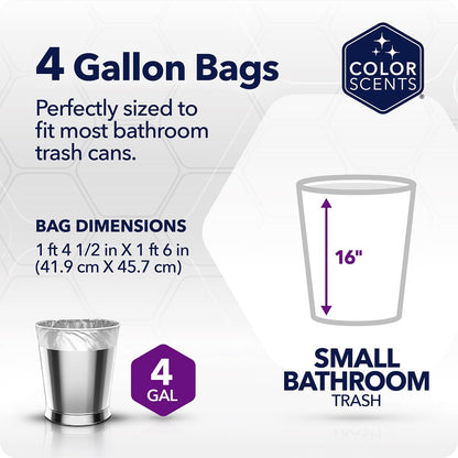 Small Trash Bags - 4 Gallon, 60 Bags (2 Pack of 60 Count), Twist Tie - Pink Bag in Teakwood + Rose Scent with Microban