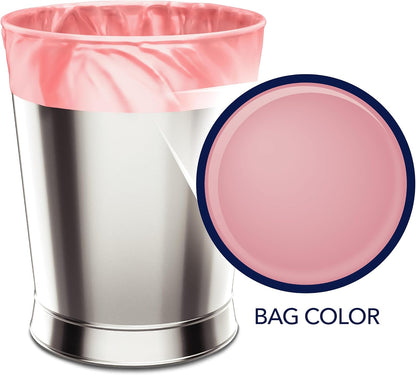Small Trash Bags - 4 Gallon, 60 Bags (2 Pack of 60 Count), Twist Tie - Pink Bag in Teakwood + Rose Scent with Microban