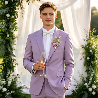 Dusty Pink Faux Foam Rose Boutonnieres for Men Wedding Prom 6Pcs