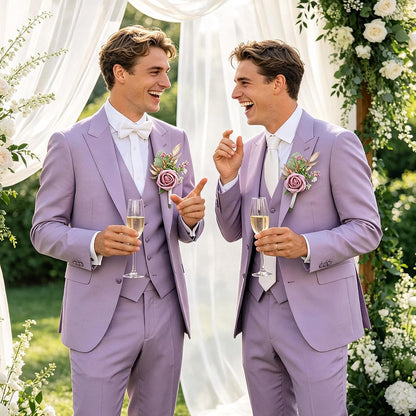 Dusty Pink Faux Foam Rose Boutonnieres for Men Wedding Prom 6Pcs