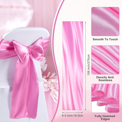 50 Pcs Folding Chair Cover Set, White, Pink