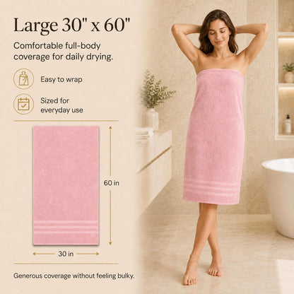Large 100% Organic Cotton Bath Towels 4 Pack, 30x60 in, Pink