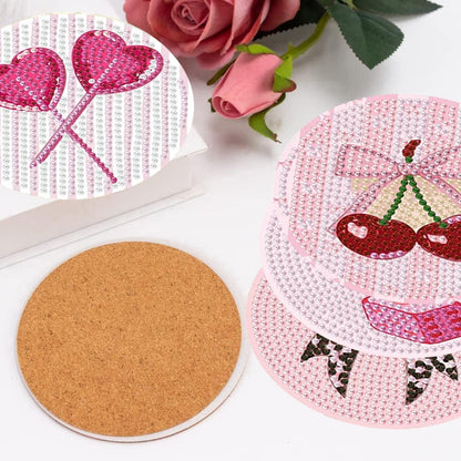 Diamond Art Coasters Kit for Adults, Pink Disco Diamond Painting Coasters