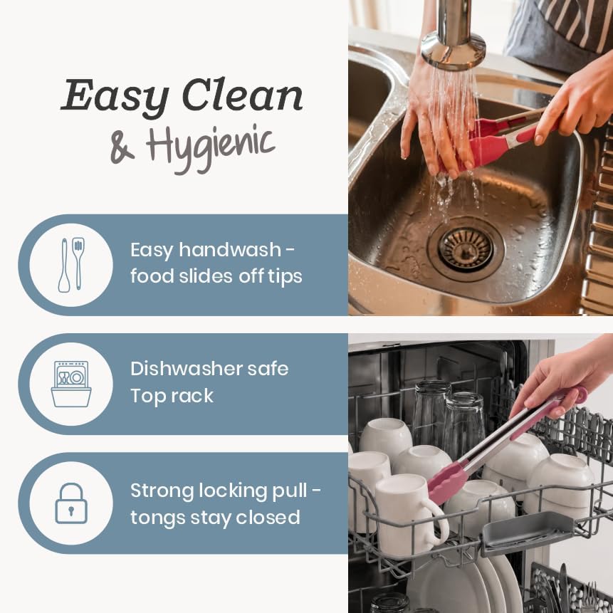 Starpack Get a Grip Silicone Kitchen Tongs (2-Pack, 9" + 12") - LFGB Non Toxic, 600°F Heat Resistant, BPA-Free - Heavy-Duty Stainless Steel, Locking - Dishwasher Safe for Nonstick Cookware