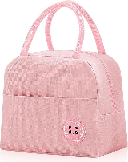 Insulated Lunch Bag for Men Women, Small Portable Reusable Lunch Cooler Tote Bag, Leakproof Thermal Lunch Box for Work Picnic Travel, Pink