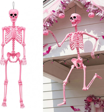 5.5 Ft Halloween Pink Skeleton Large Decoration with Movable Joints