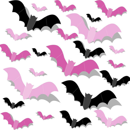 Pink Bats Wall Decor Halloween Bats Decoration Stickers