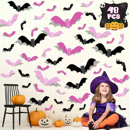 Pink Bats Wall Decor Halloween Bats Decoration Stickers