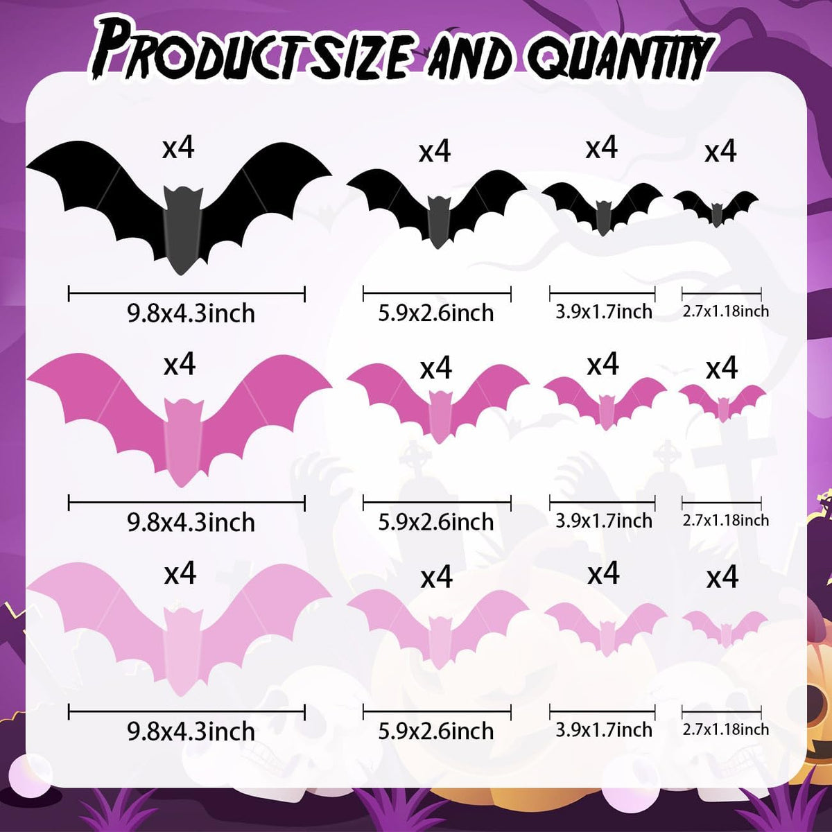 Pink Bats Wall Decor Halloween Bats Decoration Stickers