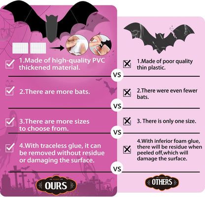 Pink Bats Wall Decor Halloween Bats Decoration Stickers