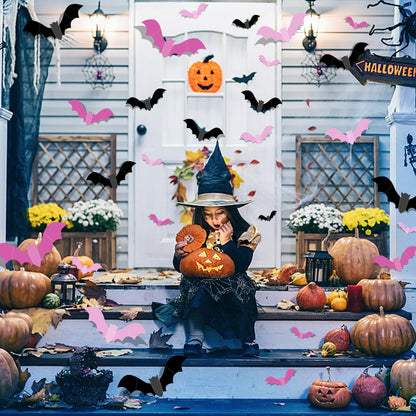 Pink Bats Wall Decor Halloween Bats Decoration Stickers