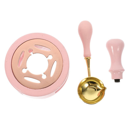 Wax Seal Warmer Set Wax Melting Kit for Stamp Seals Seal Spoon and Stamp Handle 3-piece Tool for DIY Craft Tabletop Decor Portable Gift for Beginners