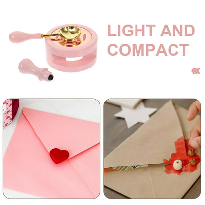 Wax Seal Warmer Set Wax Melting Kit for Stamp Seals Seal Spoon and Stamp Handle 3-piece Tool for DIY Craft Tabletop Decor Portable Gift for Beginners