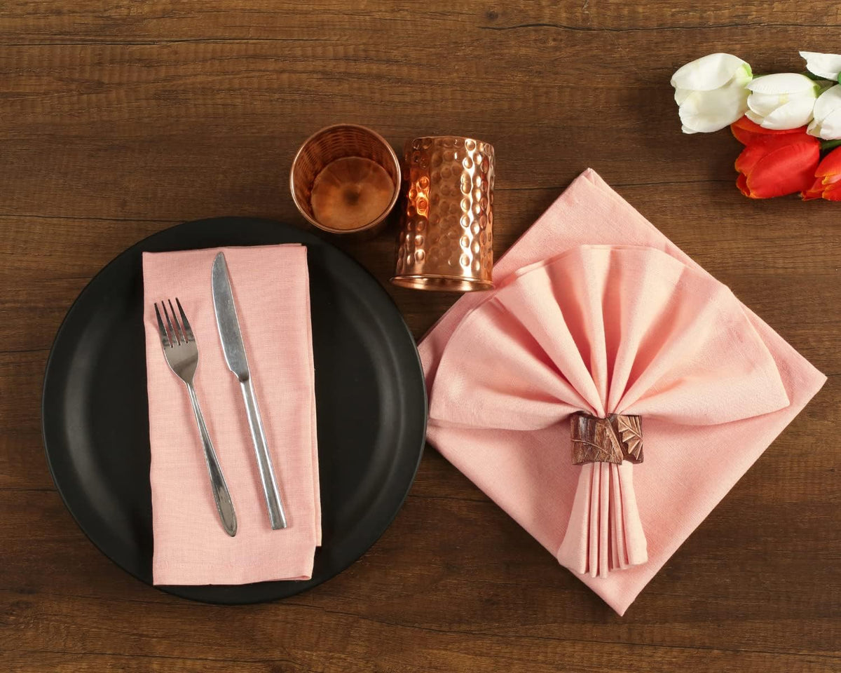 Cloth Napkins Set of 12 Cotton Linen18x18 inch Peach