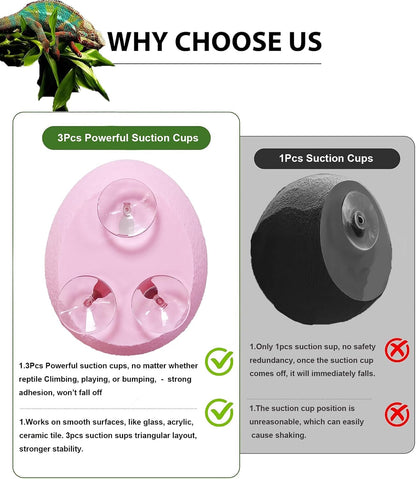 Reptile Hide Cave Plastic Egg Shape Hideout, Gecko Hide with Strong Suction Cups Climbing Toys Reptile Shelter Sleeping Cave for Arboreal Reptiles, Frogs, Spiders Terrarium Decor - Pink