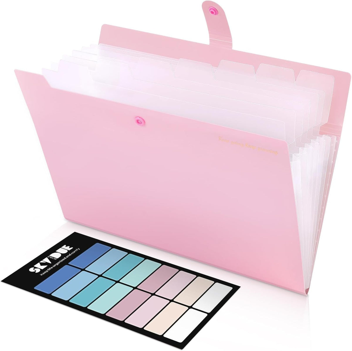 Accordion File Organizer, Expanding File Folder with 8 Pockets, Portable Document Paper Organizer, Letter/A4 Size Filing Folder，School Office Supplies Hospital Bag Essentials Pink