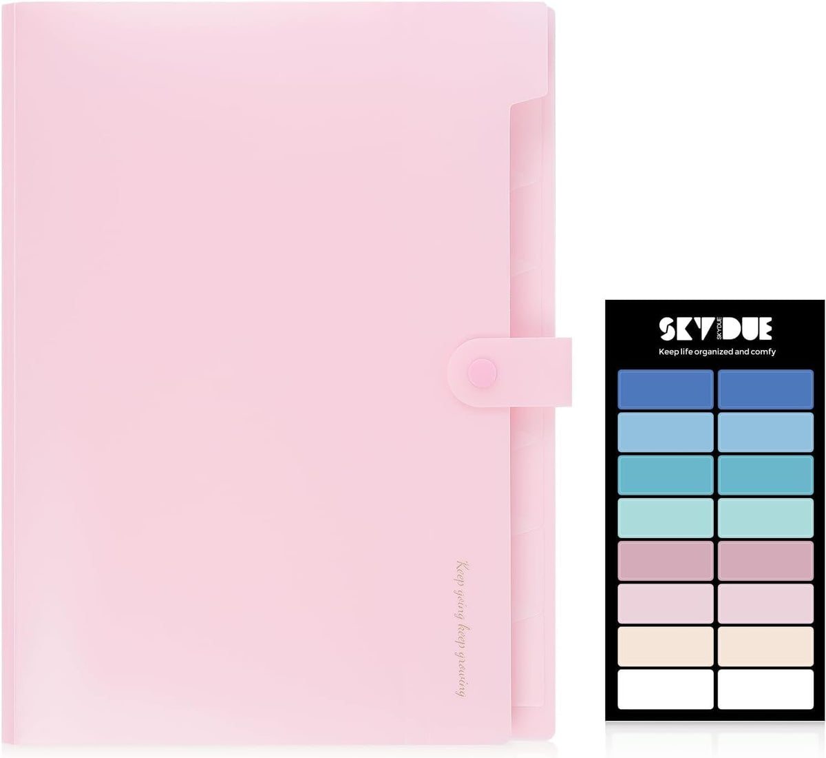 Accordion File Organizer, Expanding File Folder with 8 Pockets, Portable Document Paper Organizer, Letter/A4 Size Filing Folder，School Office Supplies Hospital Bag Essentials Pink
